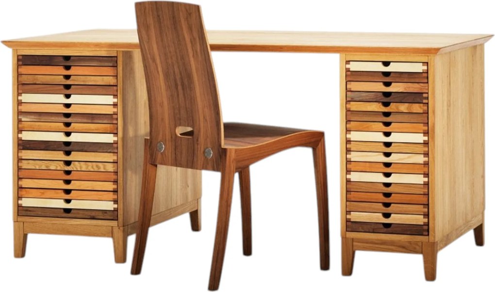 Písací stôl z 9 druhov dreva SIXtematic A3-A4, 150x80x76 cm Jaseň