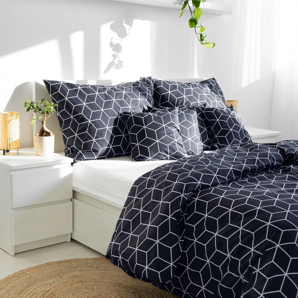 Goldea bavlnené posteľné obliečky - mozaika na temne modrom 150 x 200 a 50 x 60 cm