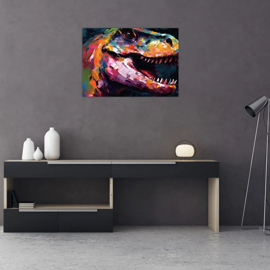 Sklenený obraz - Dinosaurus, maľba (70x50 cm)