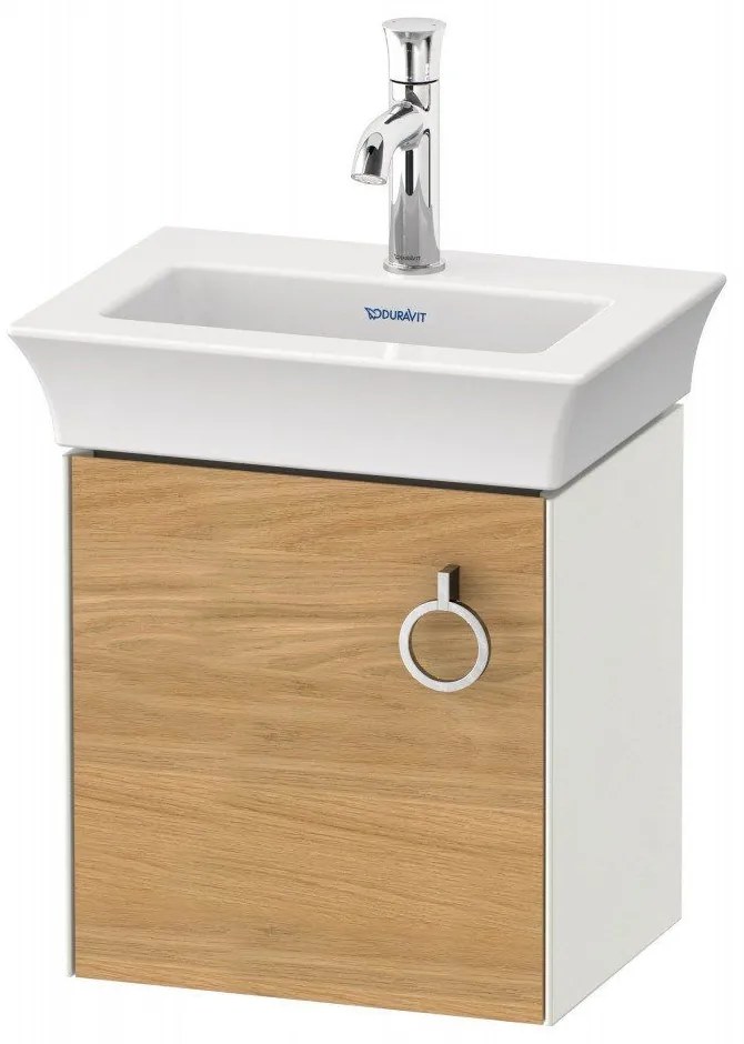 DURAVIT White Tulip závesná skrinka pod umývadielko, 1 dvierka, pánty vľavo, 384 x 298 x 410 mm, dub prírodný masív/biela matná, WT4250LH536