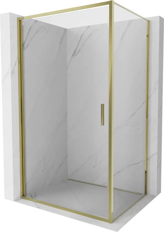 Mexen Exo, výklopný sprchový kút 90 x 110 cm, číre sklo, zlatý profil, 817-090-110-50-00