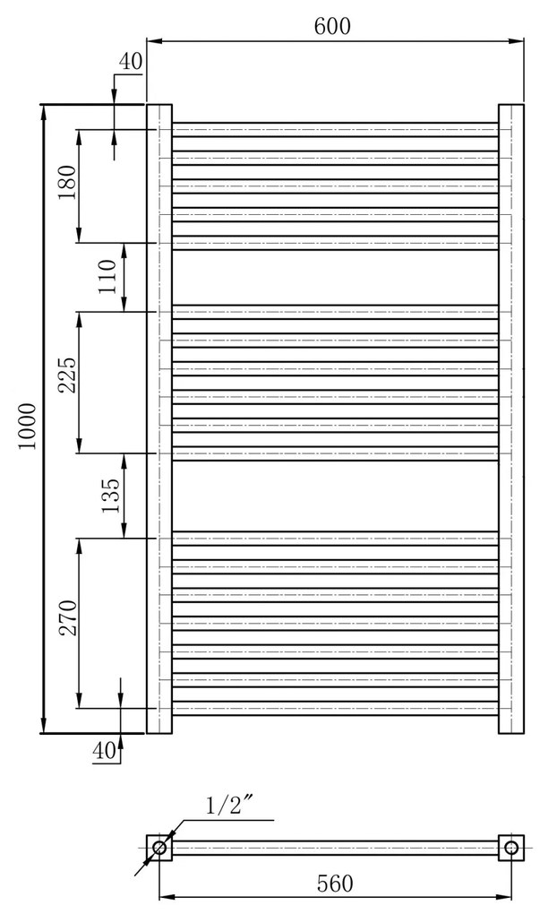 Erga Proper, vykurovacie teleso 1000x600 mm, 656W, biela, ERG-LAV-PROP-10060-WH