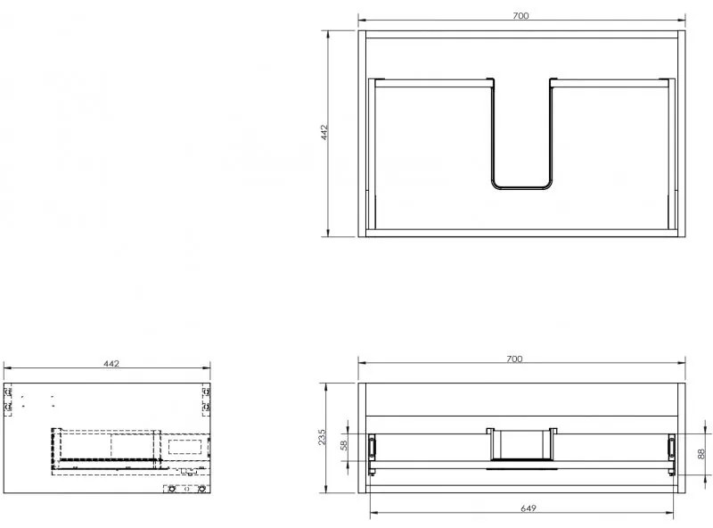 Mexen Box-A, závesná skrinka 70 cm, 1 zásuvka, biela matná, 91AX0-0700-235-1-01