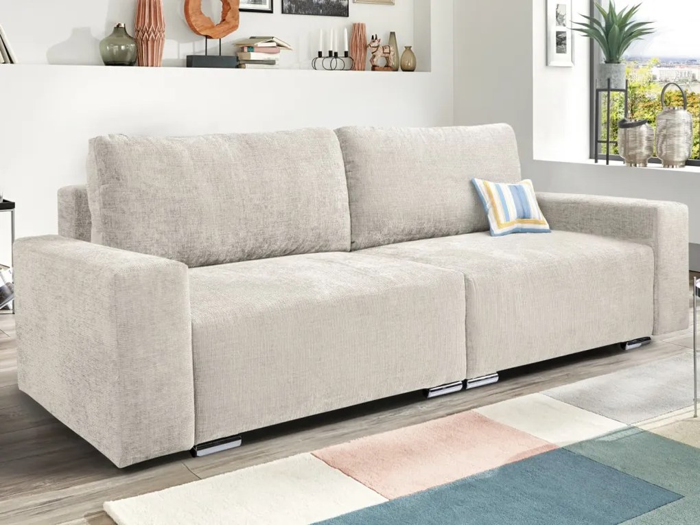 Rozkladacia pohovka Anafi, svetlo - krémová látka