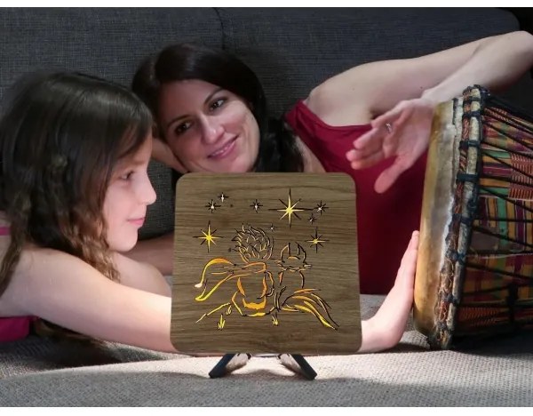 Li-Go 5788/DUB2 - LED stolná dekorácia LED/12W/230V 19x19 cm dub/Malý princ