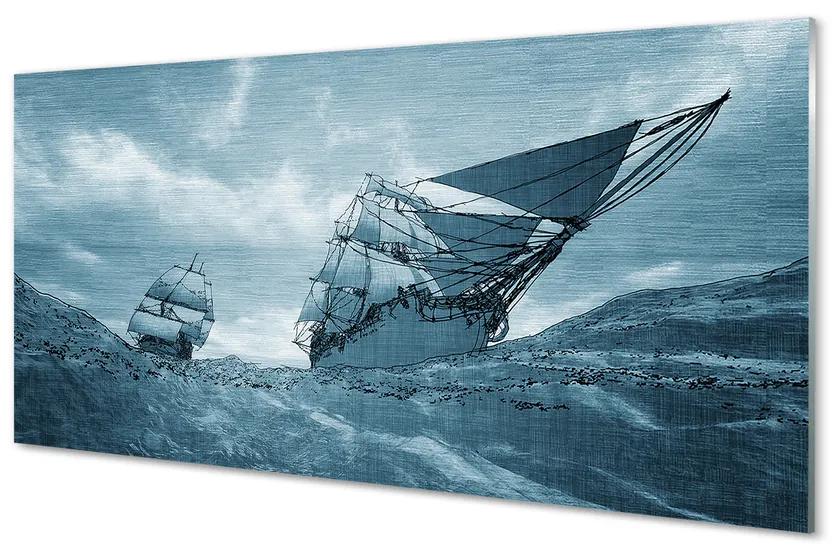 Obraz plexi More búrka neba loď 140x70 cm