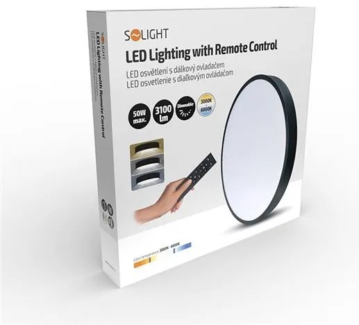 SOLIGHT LED svietidlo 50W, 3100lm, 3000K-6000K CCT, Dim, 40cm, diaľkový ovládač