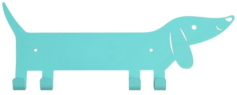 Tyrkysovomodrý kovový nástenný detský vešiak Sausage Dog – Rex London