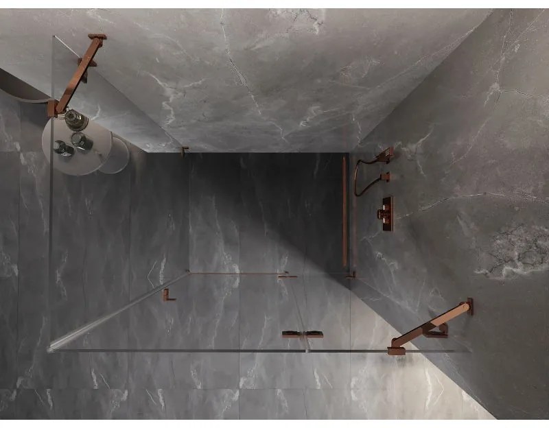 Mexen Lunar, 1-krídlový sprchový kút, pravý, 75 x 70 cm, 8mm číre sklo, ružové zlato profil, 834-075-070-60-00-P