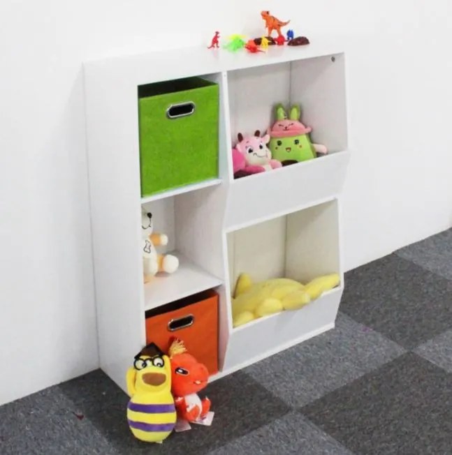 ECOTOYS Detský drevený regál 94x76x28,2cm White