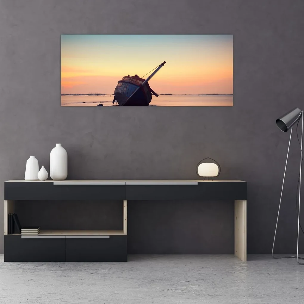 Obraz - Stroskotaná loď (120x50 cm)