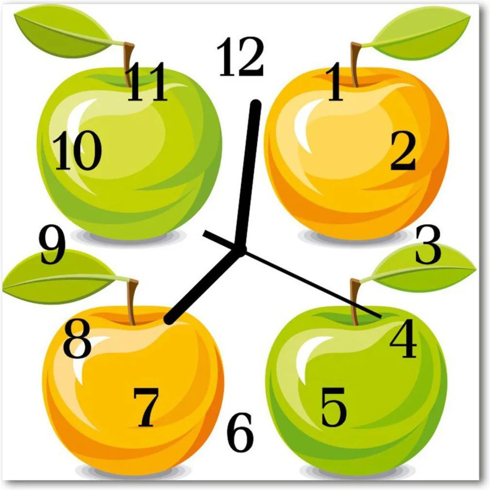 Sklenené hodiny štvorcové  jablká