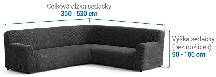Bielastické poťahy COSTINA antracit rohová sedačka (š. 350 - 530 cm)