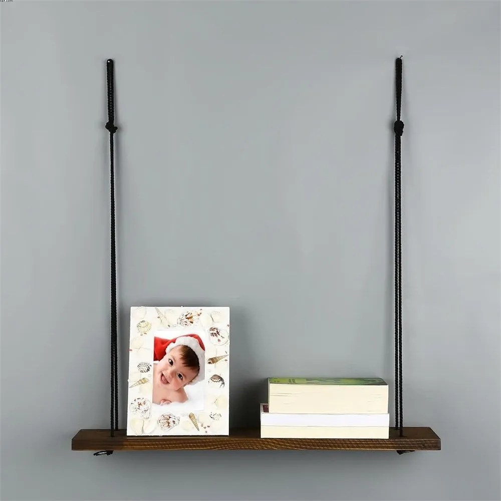 Nástenná polica HANG 60 cm orech americký/čierna