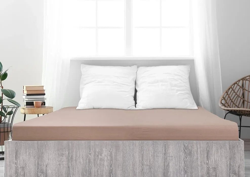 Jersey plachta z mako bavlny LUXORA 180x200 cm svetlohnedé