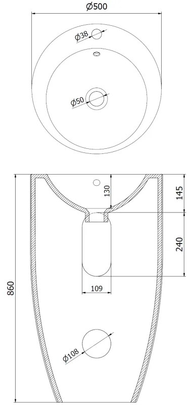 Mexen Alona, voľne stojace umývadlo 49x48x82,5 cm, čierna matná, 26094870