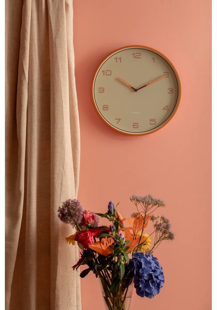 Dizajnové nástenné hodiny Karlsson 6013ORoranžové, priemer 40 cm