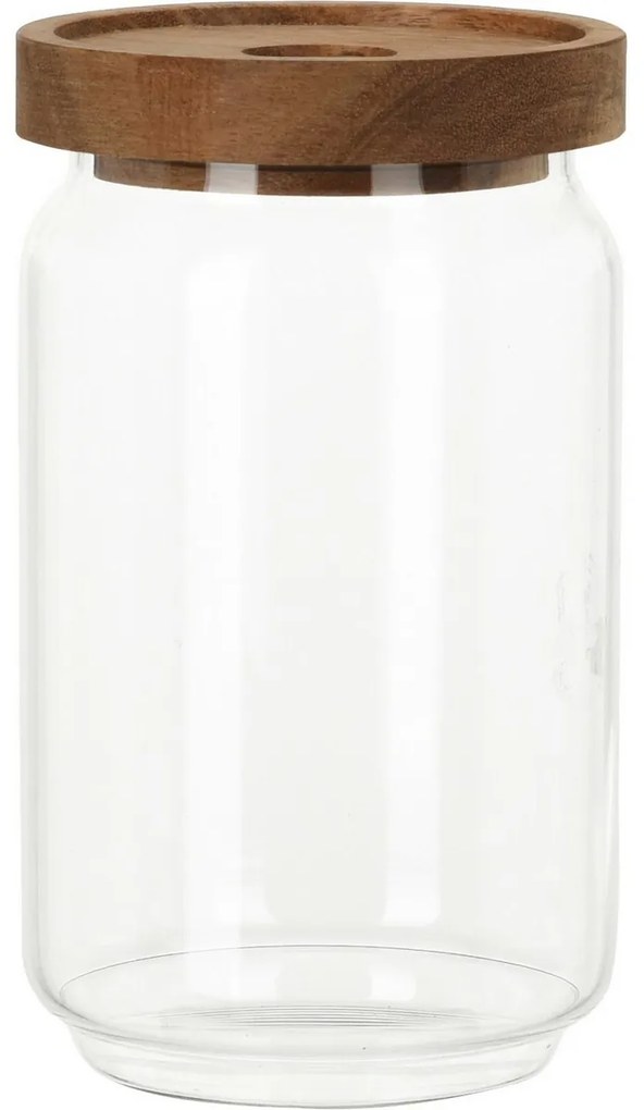 Sklenená nádoba s akátovým viečkom 700 ml, 0,7 l