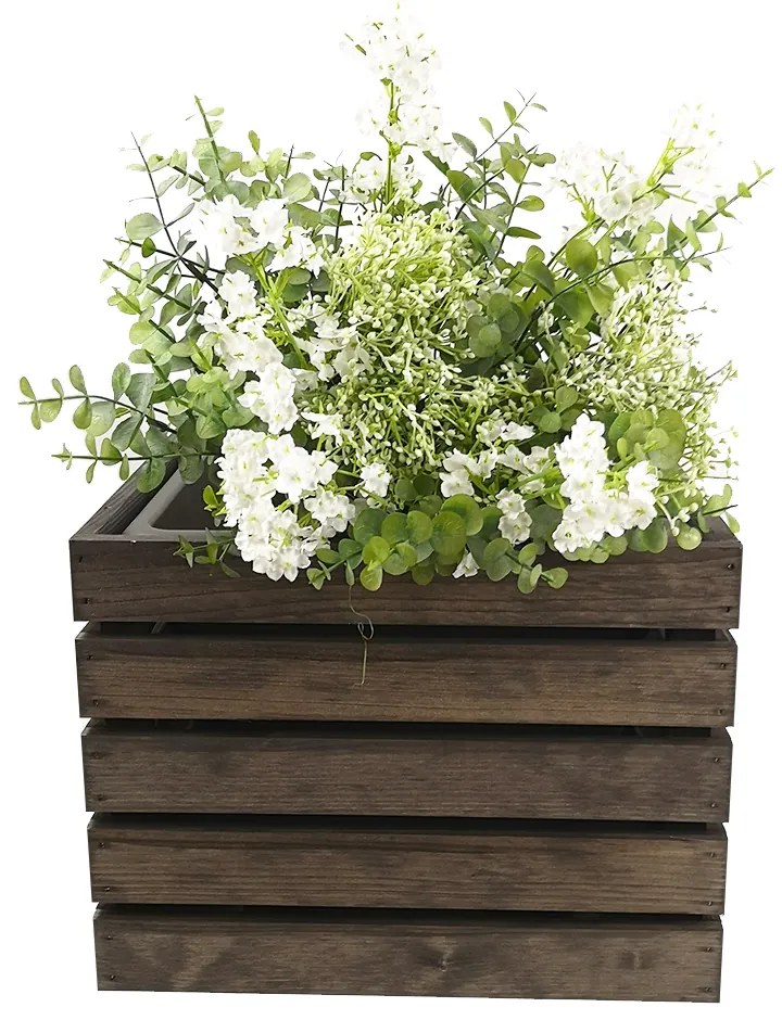 AMADEA Drevený obal s kvetináčom tmavý, 32x32x24cm Český výrobok