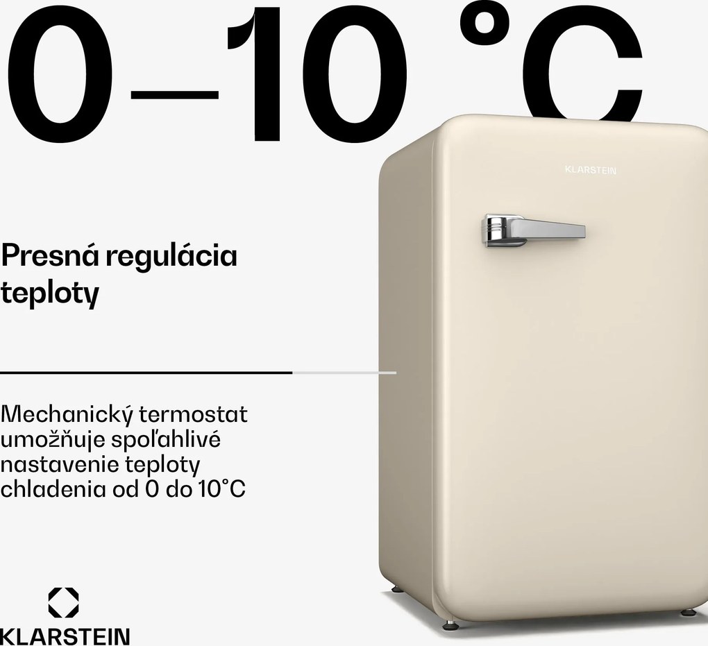 Klarstein Audrey Evo chladnička, 112 l, retro dizajn, tichá, kompaktná, 3 farby