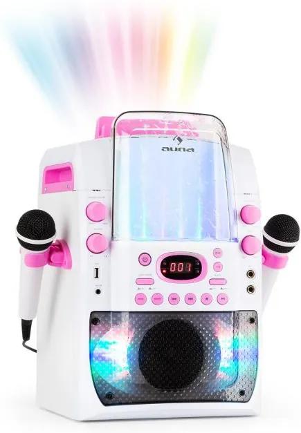 Auna Kara Liquida BT karaoke zariadenie, svetelná show, vodná fontána, bluetooth, biela/ružová farba