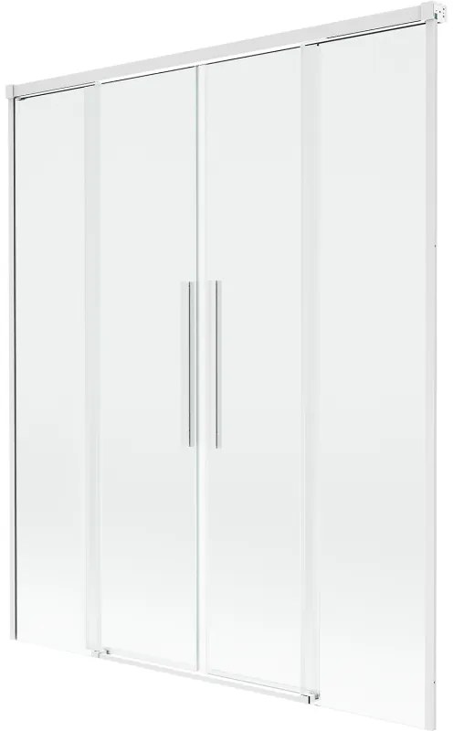 Mexen Rox, 2-krídlová posuvná vaňová zástena 150 x 150 cm, 8mm číre sklo, biely profil, 8C9-150-002-20-00
