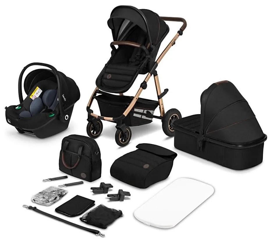 Lionelo - Kombinovaný kočík 3v1 AMBER Čierny Onyx