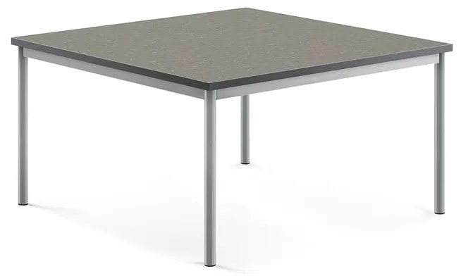 Stôl SONITUS, 1200x1200x600 mm, linoleum - tmavošedá, strieborná