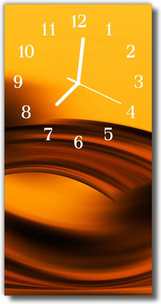 Sklenené hodiny vertikálne  Art Waves oranžová abstrakcie