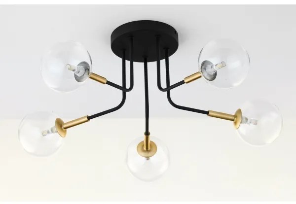 Jupiter 2040 - Luster na tyči BURANO 5xG9/10W/230V čierna/zlatá/číra
