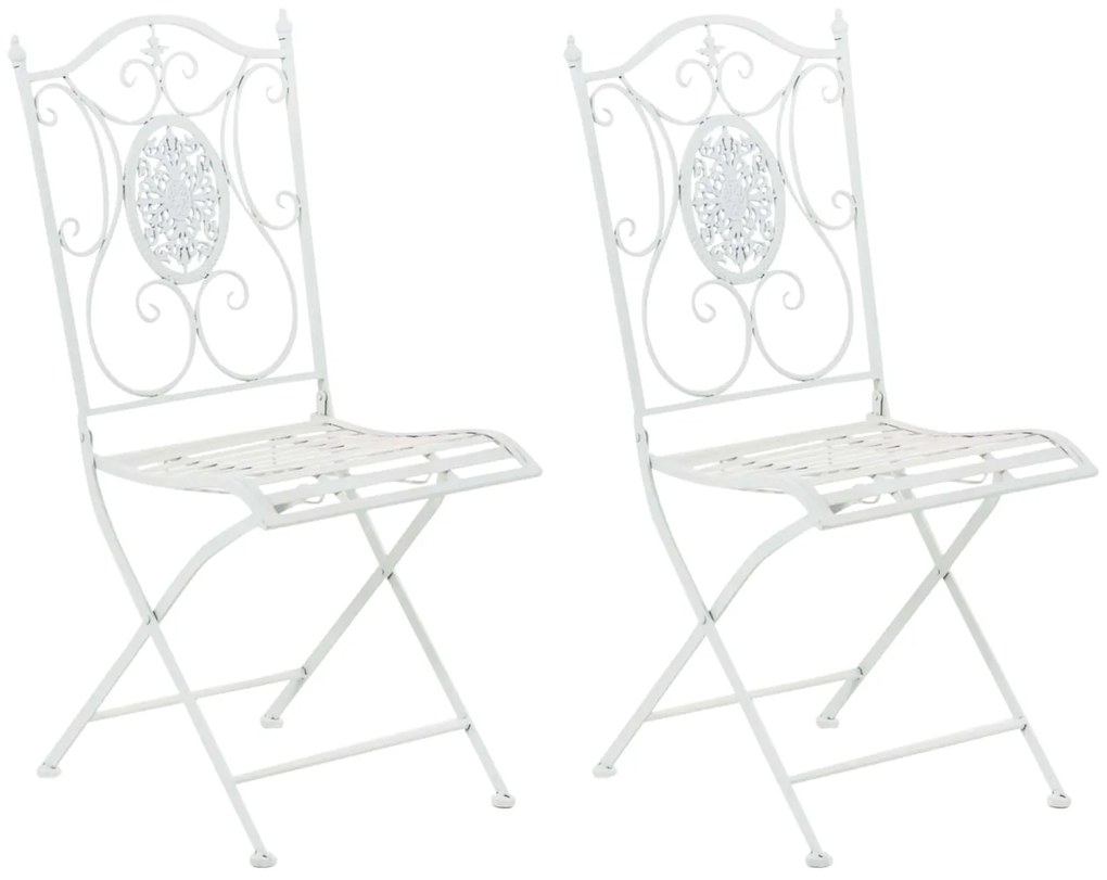 Kovová skladacia stolička Sibell (SET 2 ks) - Biela