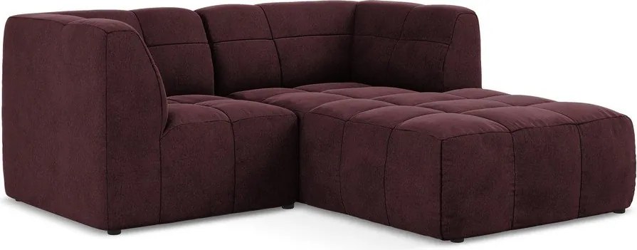 Vínovočervená zamatová rohová pohovka (pravý roh/s leňoškou) Aloha – Makamii