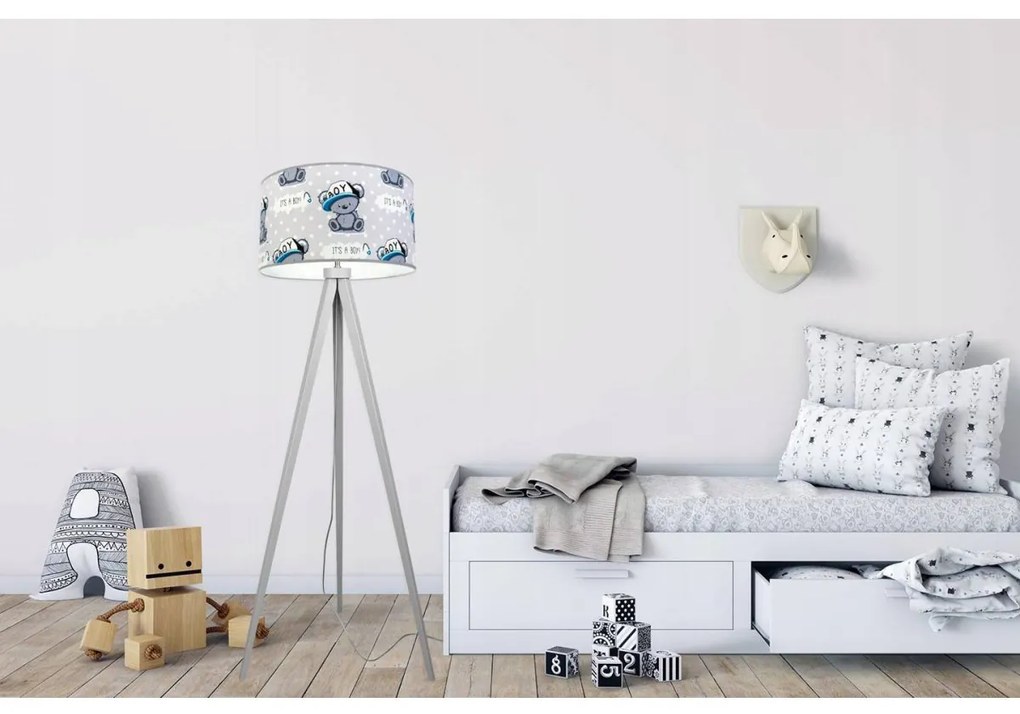 Detská stojacia lampa Cone, 1x textilné tienidlo so vzorom, (výber z 2 farieb konštrukcie)