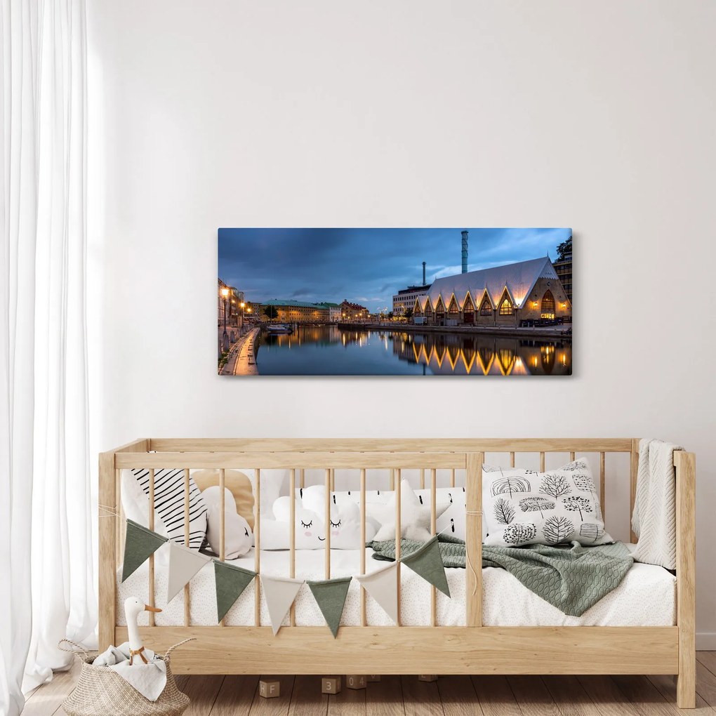 Obraz vodného kanála - Göteborg (120x50 cm)