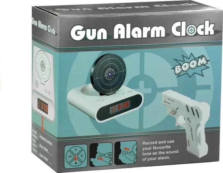 LEAN Toys Laserová pištoľ so štítom Budík čierny