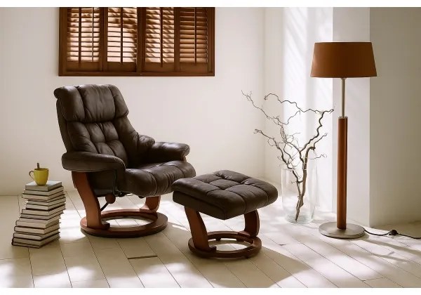 Polohovacie kreslo HABI hnedé/orech