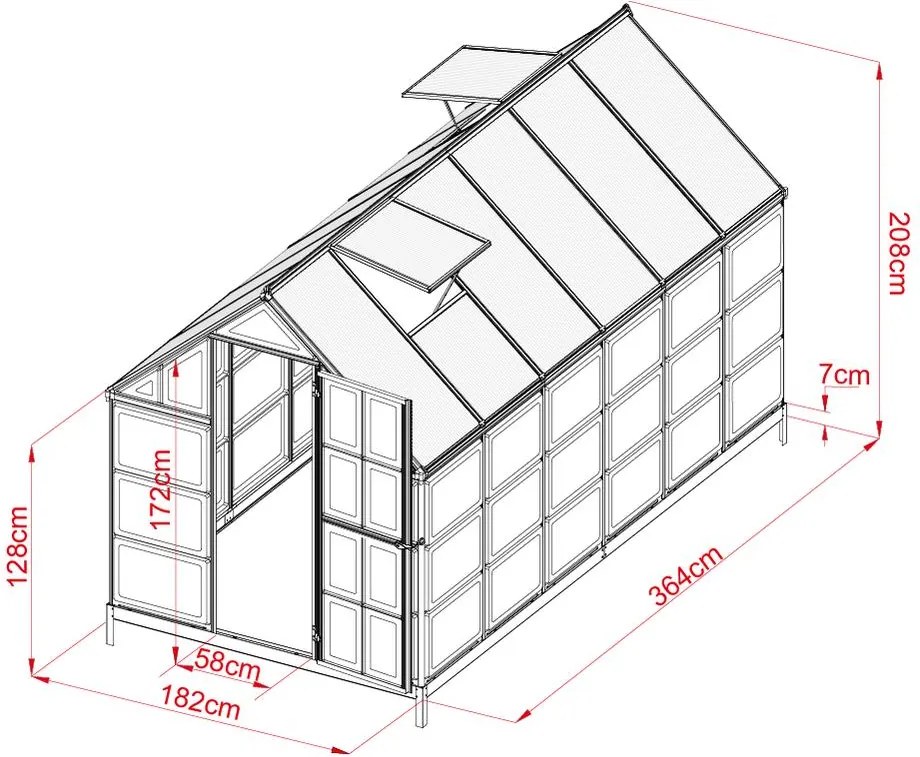 Záhradný polykarbonátový skleník CRAFTFIELD 3.64 m