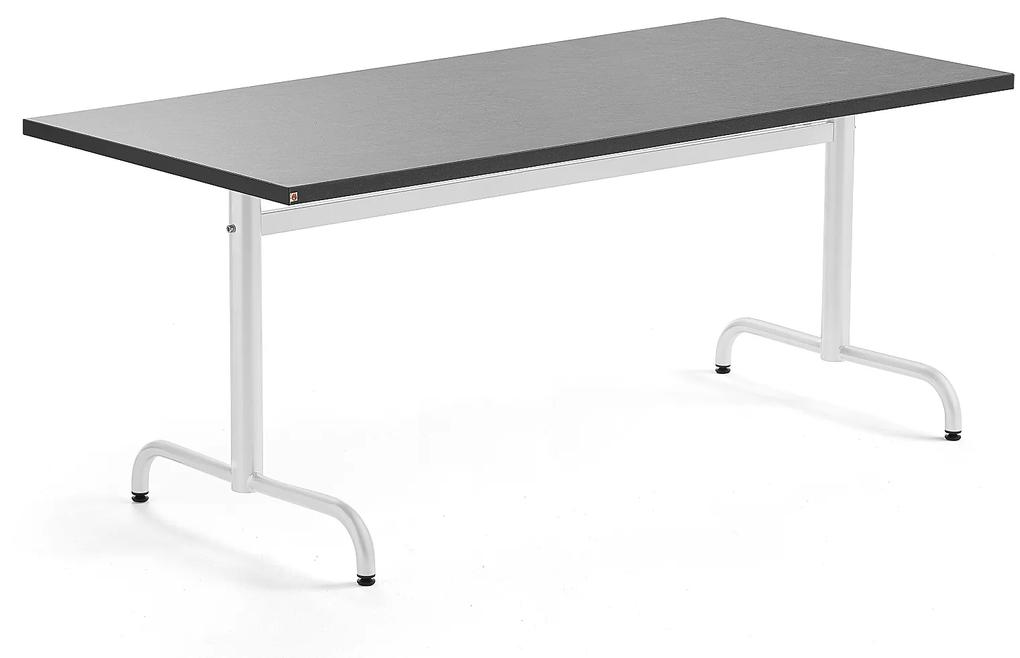 Stôl PLURAL, 1600x800x720 mm, linoleum - tmavošedá, biela