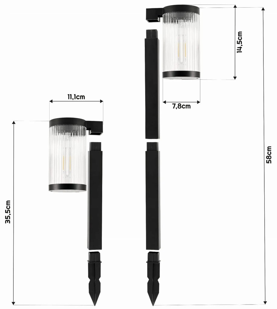 BERGE 12x Vonkajšia LED solárna lampa - 58cm