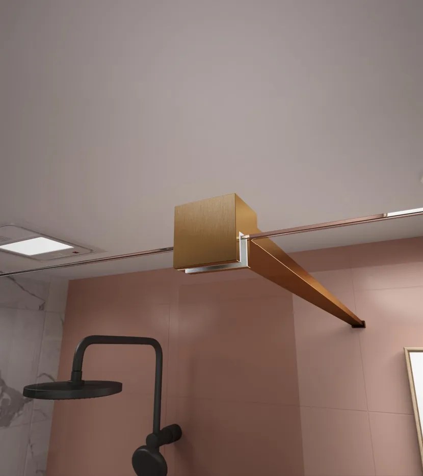 Erga Paris, sprchová zástena Walk-In 150x200 cm, 8mm číre sklo, zlatý matný profil, ERG-V02-PARIS-150x200-CL-GB