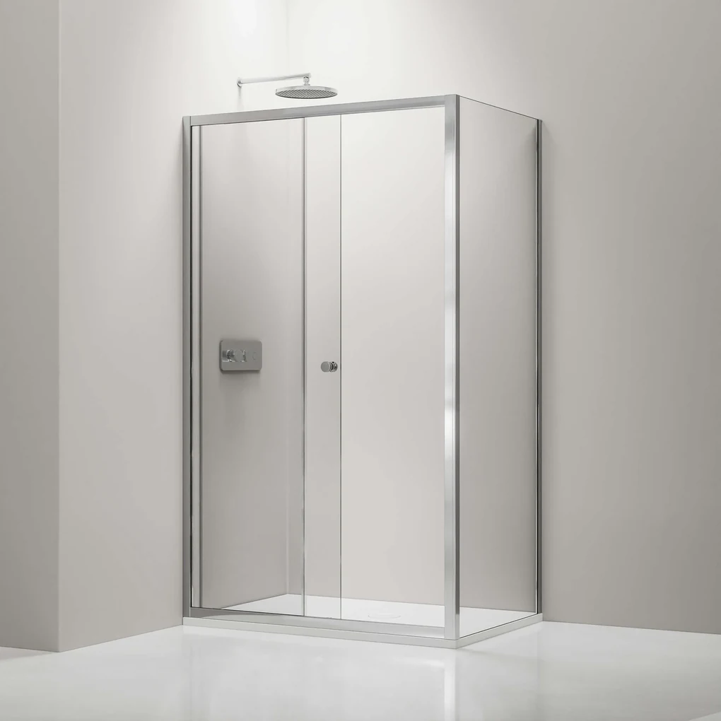 Cerano Varone, sprchovací kút s posuvnými dverami 120 (dvere) x 70 (stena) x 195 cm, 6mm číre sklo, chrómový profil, CER-CER-DY505-12070