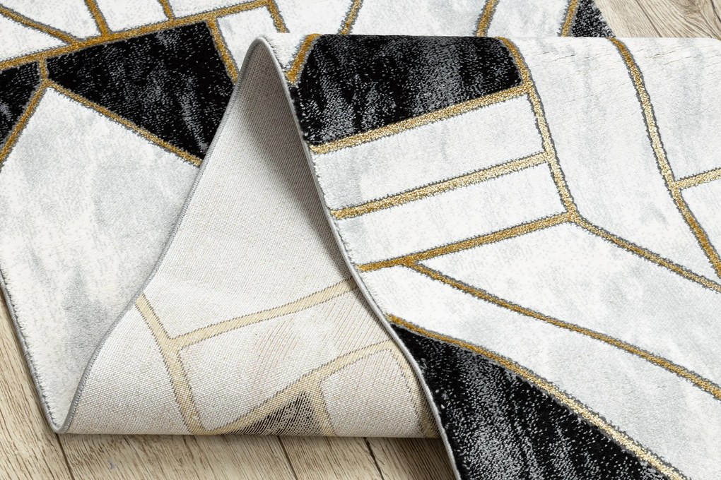 Behúň EMERALD 1015 Glamour exclusive, mramor, geometrický, čierny + zlatá