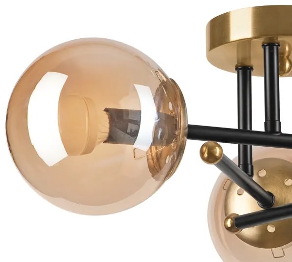 Prisadený luster MALENA 3xE14/5W/230V zlatá/čierna/dymová béžová