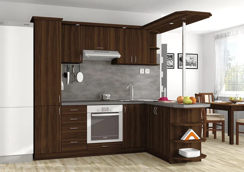 Nabytekmorava Kuchyna s ostrovčekom Bára C farba kuchyne: orech, pracovná doska: s pracovnou doskou