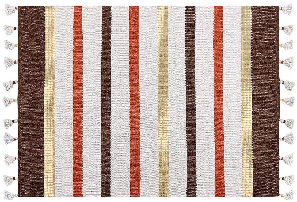 Bavlnený koberec 140 x 200 cm hnedá/béžová HISARLI Beliani