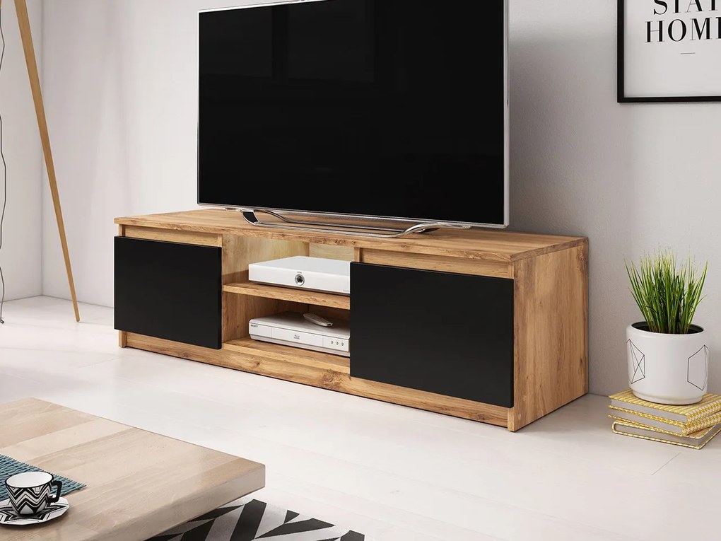 TV stolík Ziziko, Farby: dub sonoma / dub sonoma + biela, Osvetlenie: osvetlenie LED biele