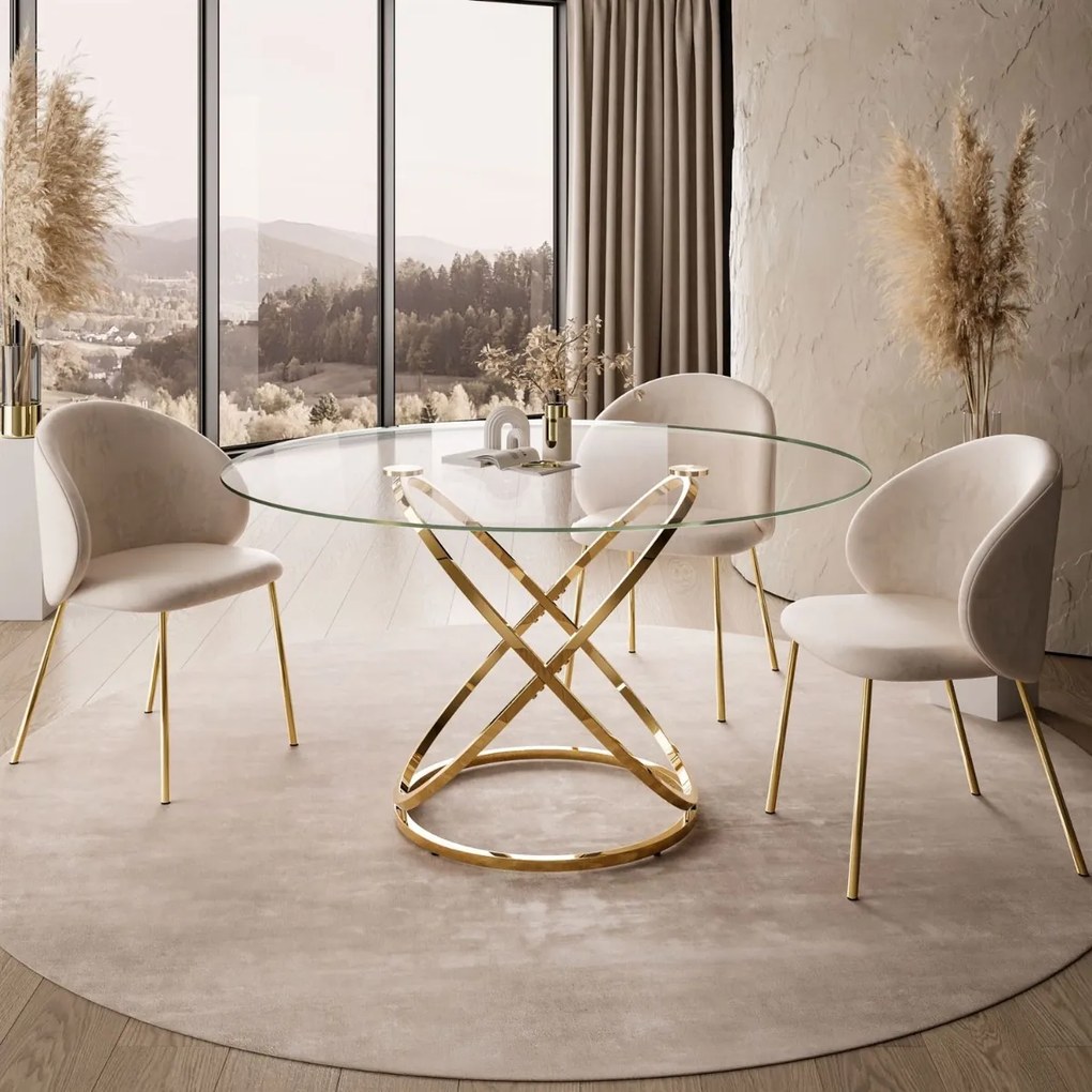 JEDÁLENSKÝ STÔL LEONE ZLATÝ LESK + SKLO 137 cm