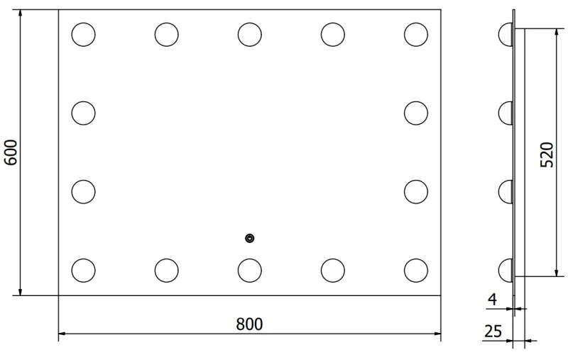 Mexen Dona, LED kúpeľňové zrkadlo s podsvietením 80 x 60 cm, 6000K, ochrana proti zahmlievaniu, 9818-080-060-611-00