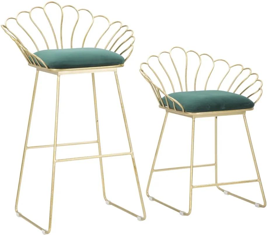 Sada 2 barových stoličiek v zlato-zelenej farbe Mauro Ferretti Flower