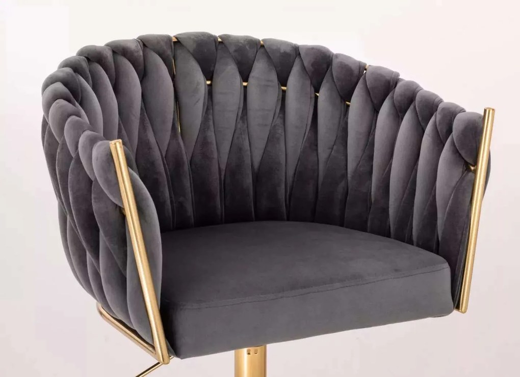 LuxuryForm DESIGN Stolička NORDEN VELUR na zlatom tanieri - tmavosivá